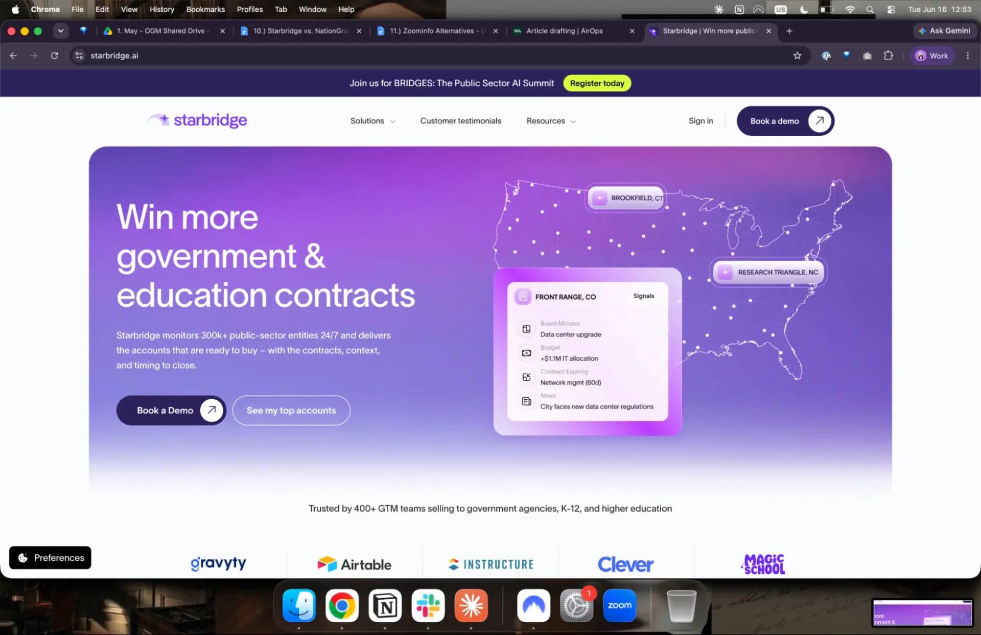 The Starbridge sales intelligence platform